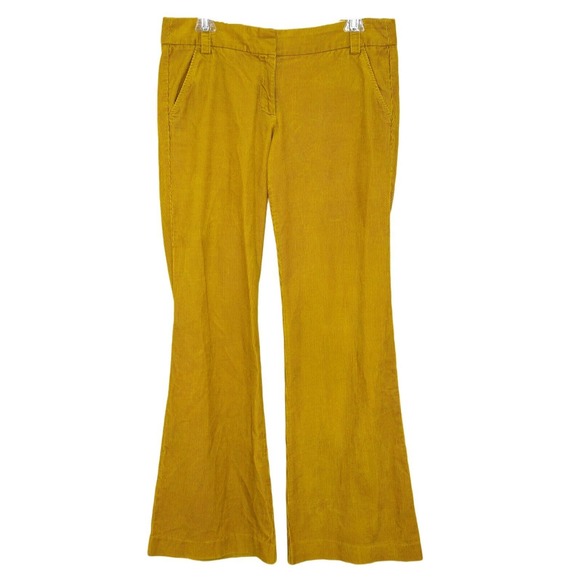 J. Crew Women’s VTG Mustard Yellow Corduroy City Fit Flare Pants Size 4 - Picture 1 of 7